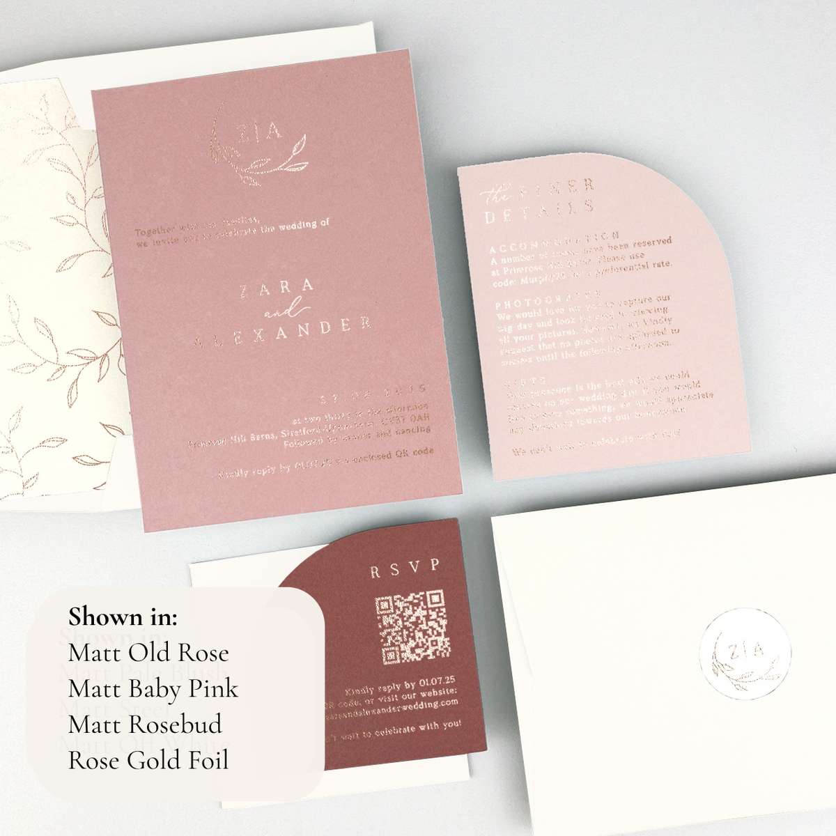 Zara Wedding Invitation - Pinks