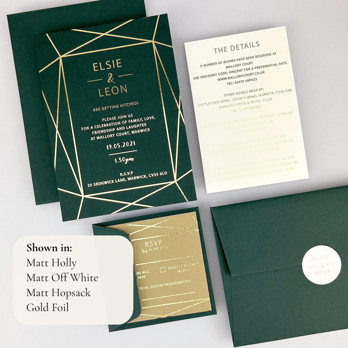 Zuri Wedding Invitation - Greens